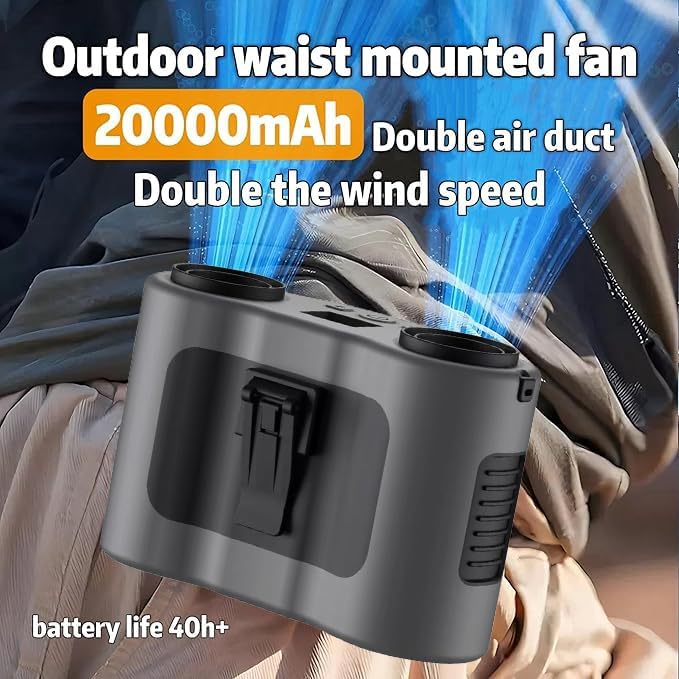 Waist mounted air conditioning fan - a cooling device designed specifically for outdoor workers, equipped with a 20000mAh battery, providing 40 hours of long-lasting battery life (orange)
