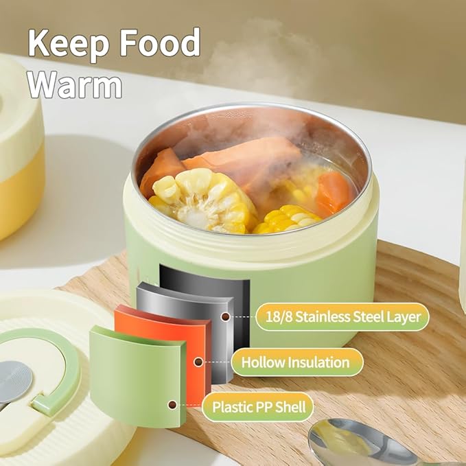 YBOBK HOME Thermal Bento Box Aldult Lunch Box, Stainless Steel Portable Insulated Lunch Container For Work Picnic, Keep Warm Food Container With Bag, Induction Cooker & Microwave Safe