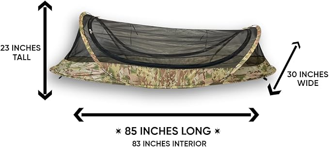 USGI Industries Bivy Tent | Lightweight Single Person Sleeping Net System for Outdoors, Camping, Survival, Hiking, Backpack | Mesh Protection
