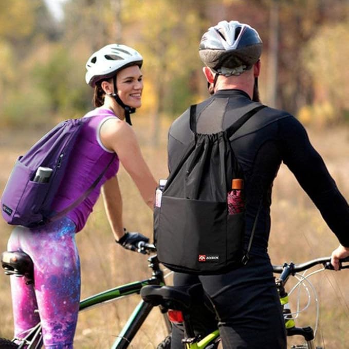 ZOORON Waterproof Drawstring Gym Backpack Bag for Men & Women, Sport Gym Sack Mini Travel Daypack