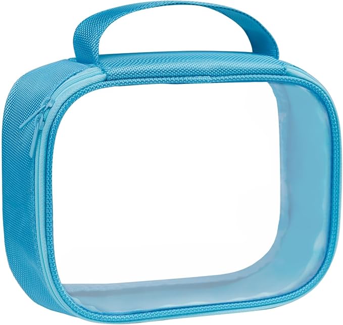 Moyad TSA Approved Clear Toiletry Bag, 1 Pack Quart Size 3-1-1 Liquids Pouch for Travel, Transparent Makeup & Cosmetic Organizer for Women Men, Blue