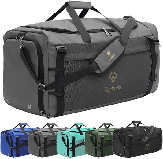 Eackrola Large Sports Gym Bag, Travel Duffel bag with Wet Pocket & Shoes Compartment for men women, 65L, Lightweight