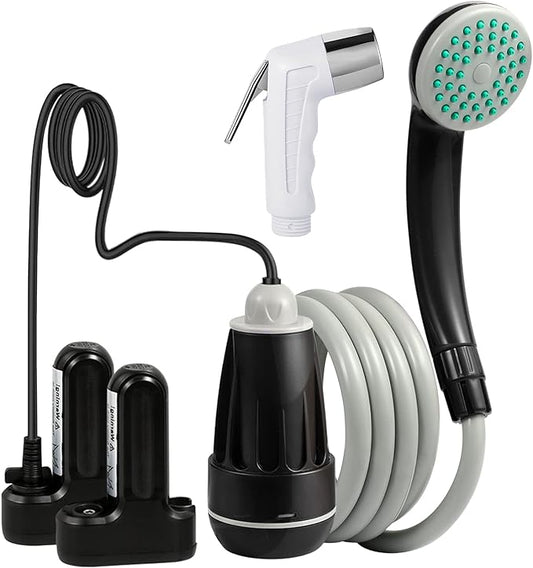 KEDSUM Portable Shower, Portable Camp Shower Pump with Rechargeable Battery, Portable Shower for Camping, Portable Outdoor Shower Head for Camping, Hiking, Traveling(+ Handheld Sprayer)