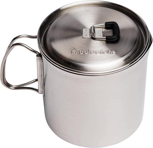 Solo Stove Solo Pot 900 - Lightweight Stainless Steel Backpacking Pot | Boil Water Quickly | Volume Markings and Pour Spout