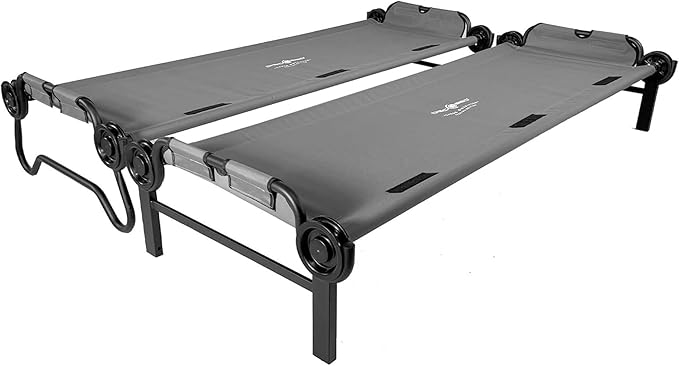 Disc-O-Bed Large Outdoor Convertible 2 Person Bench and Double Camping Cot Portable Bed Bunk System for Adults