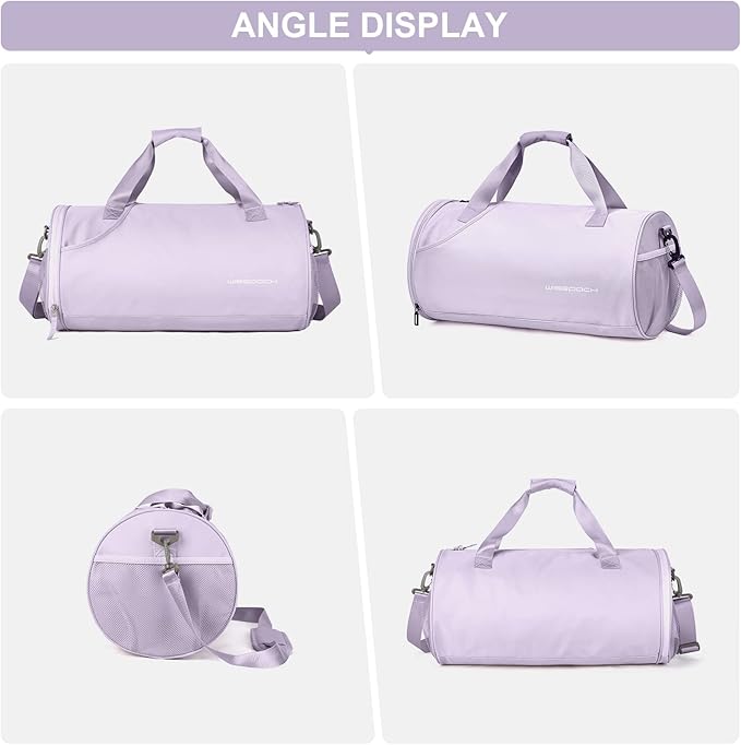 Gym Bag for Women & Men with Wet & Shoe Compartment, Small Duffle Bag for Travel, Sport, Gym, Workout, Overnight, Weekender, Carry-On - Purple