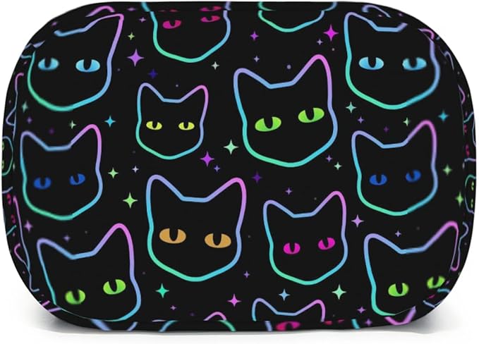 Giwawa Cartoon Black Cats Insulated Lunch Bag for Kids Galaxy Neon Kitten Reusable Lunch Box Colorful Animal Print Thermal Cooler Lunch Tote for Girls Boys School Men Women Office Picnic Camping