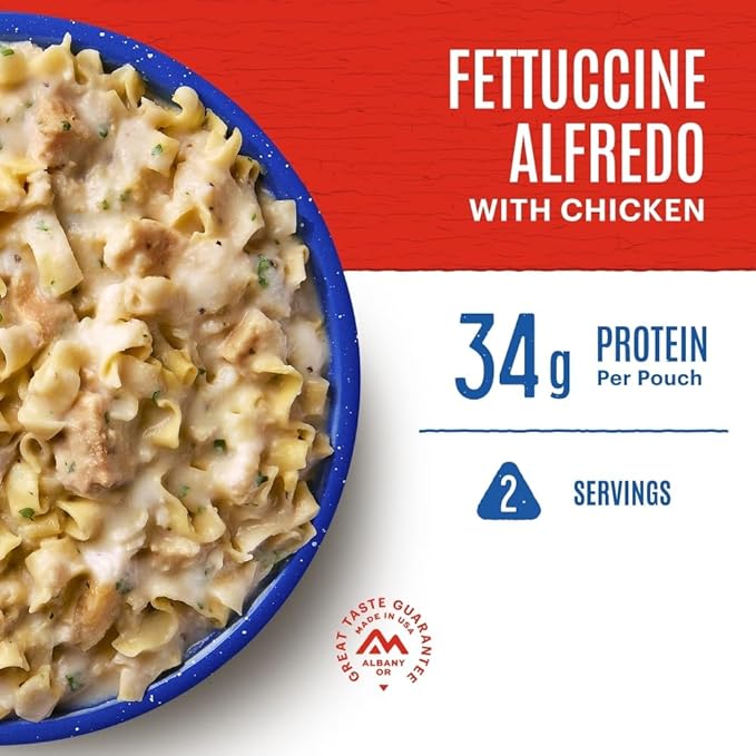 Mountain House Fettuccine Alfredo with Chicken | Freeze Dried Backpacking & Camping Food | 2 Servings