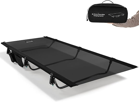 Gonex 31.5" Extra Wide Camping Cot with Breathable Mesh Fabric Supports 350lbs, Portable Ultralight Folding Cot Bed for Adults Travel, Beach, Home, Sleeping (Mesh)