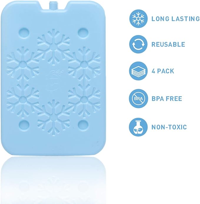 BLUE ELE Macaron-Colored Ice Pack for Lunch Box and Cooler, BPA Free, Reusable and Long Lasting, Slim and Lightweight Design, Set of 4, Fun & Colorful, BE01 Macaron-Colored