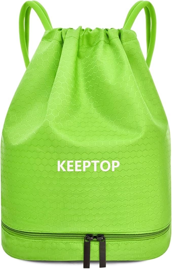 Waterproof Drawstring swim Bag Sackpack Backpack,Dry Wet Depart,Swimming Gym Yoga Sport Shoulder Rucksack Daypacks Casual Bags (GREEN)