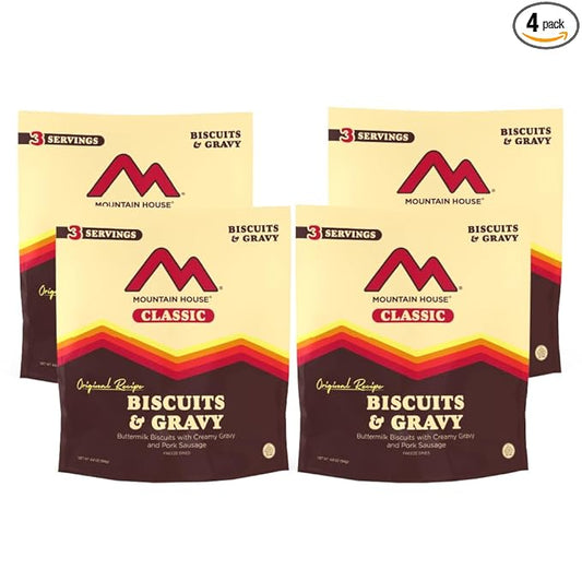 Mountain House Classic Biscuits & Gravy | Freeze Dried Backpacking & Camping Food | 4-Pack
