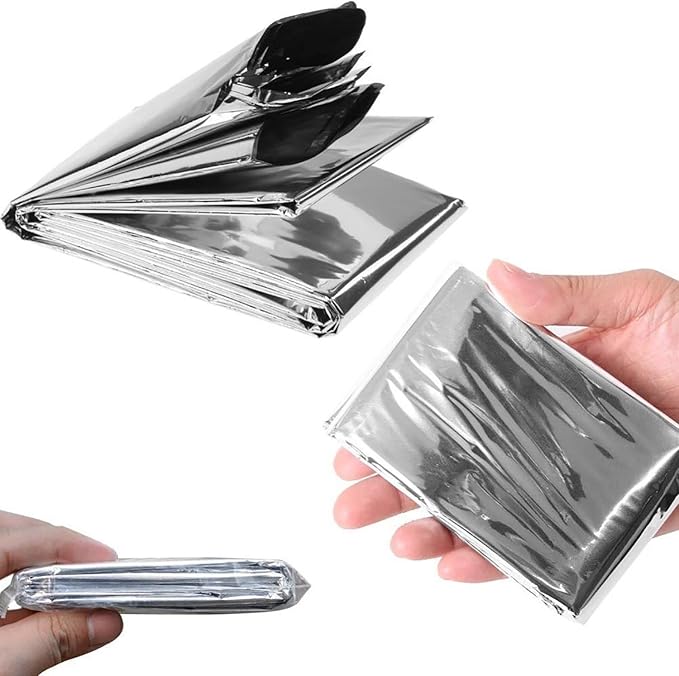 Emergency Foil Blanket (Pack of 50), Survival Thermal Mylar Blankets Individually Packaged Perfect for Outdoors, Hiking, Survival, Marathons or First Aid
