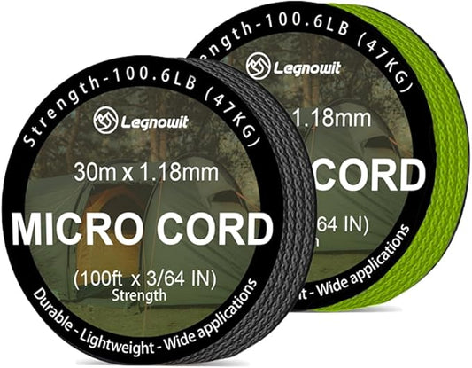 Micro Paracord, 2 Pack 1.18mm x 100ft Thin Mini Utility Braided Small Paracord for Crafting, DIY Project, Camping and More
