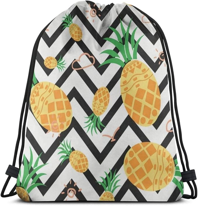 Drawstring Backpack Hawaiian Geometric Pineapple Bag Water Resistant Lightweight Gym Sackpack For Hiking Yoga Gym Swimming Travel Beach