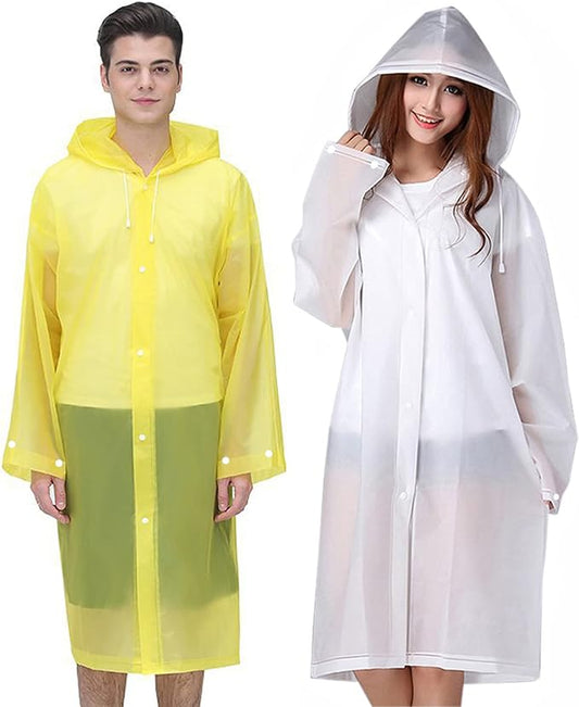 Rain Ponchos Raincoats for Adults Women Men, Reusable 2 Pack Rain Jacket Coats with Hood for Family Disney Camping Hiking