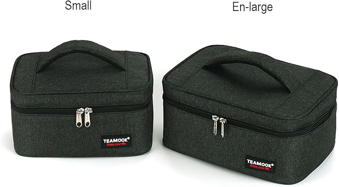 Small Lunch Bag Mini Lunch Box Insulated Portable for Adults Men Women Work with Handle En-large 5.8L Black