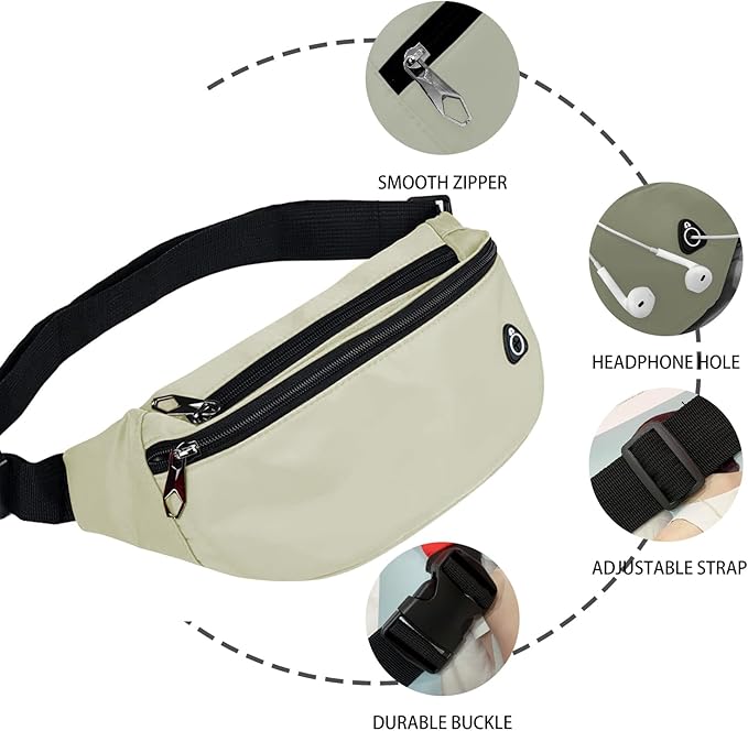 Fanny Pack for Men Women, Waterproof Sports Waist Bag Pack, Belt Bag for Travel Hiking Running