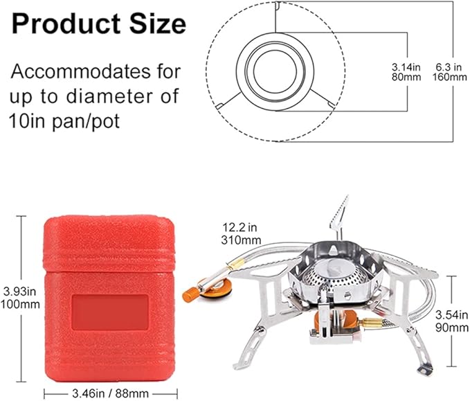 widesea 3500W Camp Stove, Windproof Collapsible Camping Gas Stove, Portable Backpacking Stove with Piezo Ignition for Outdoor Backpacking, Hiking and Picnicking