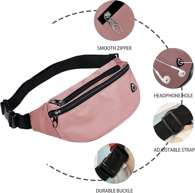 Fanny Pack for Men Women, Waterproof Sports Waist Bag Pack, Belt Bag for Travel Hiking Running