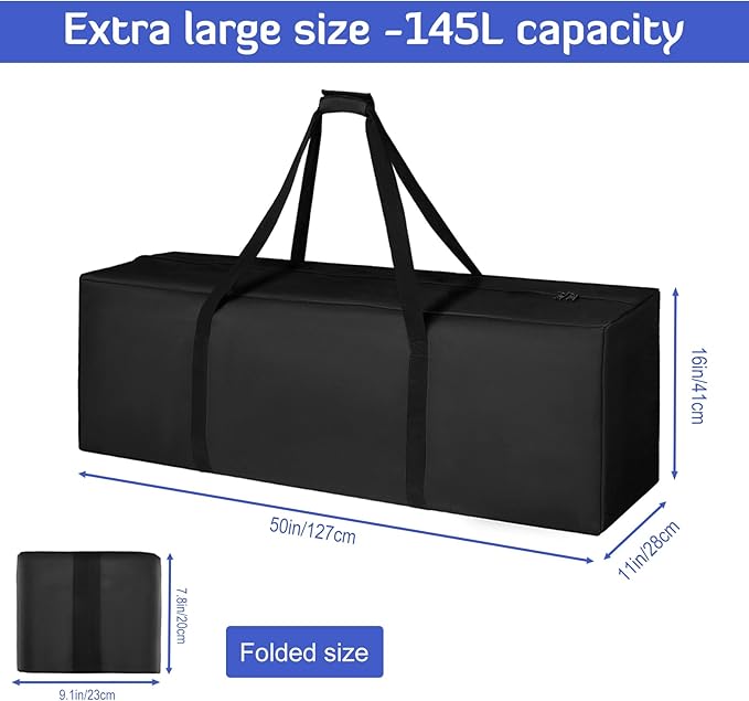 INFANZIA Duffel Travel Sports Equipment Bag, Long Luggage Bag with Upgrade Zipper Water Resistant, Extra Large Foldable Storage Bag for Camping, Tent, Tripod, Fishing(50x11x16 inch,1PCS)