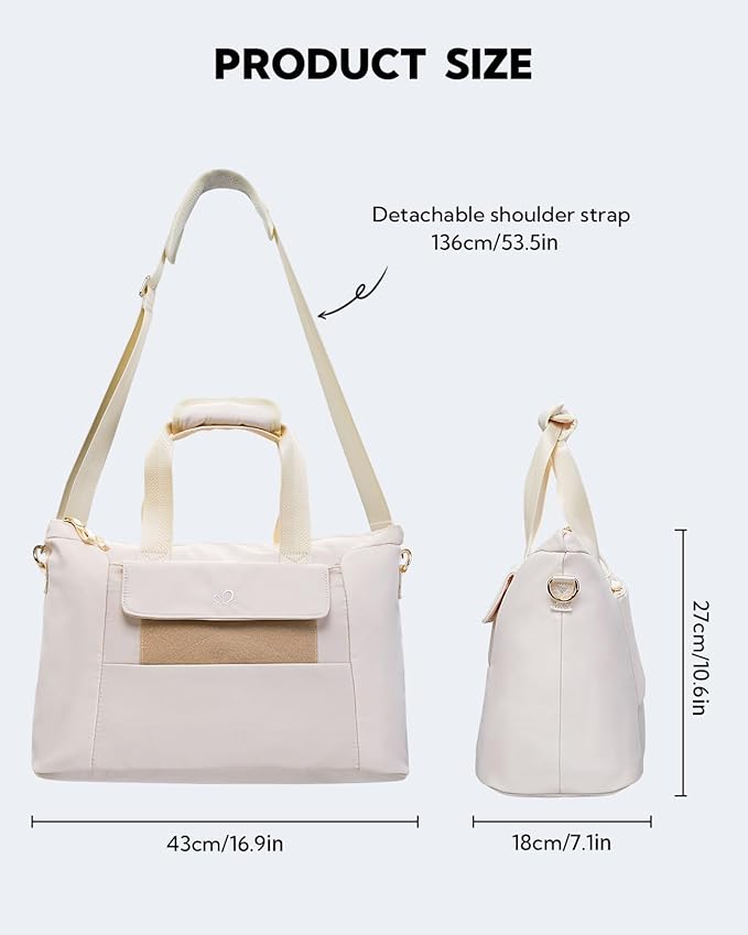 WATERFLY Women's Gym Tote Bag: Lightweight Waterproof Duffel Bag with Compartment Pockets for Woman Carry-on Weekender Overnight Airplane Sports Travel Gym Exercise Duffle Bags