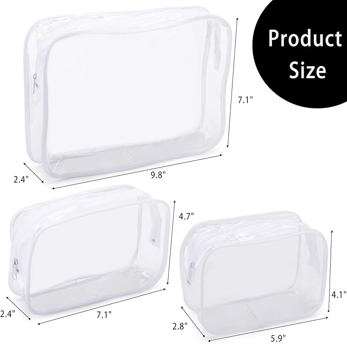 Tbestmax 10 Pack Clear Cosmetic Bags Makeup Bags Portable Waterproof TSA Approved Travel Toiletry Bags Organizer