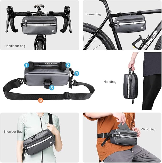 Rhinowalk Bike Bag Waterproof Bike Handlebar Bag,Bike Basket Bicycle Front Bag Shoulder Bag Waist Bag for Sport Bicycle Professional Cycling Accessories