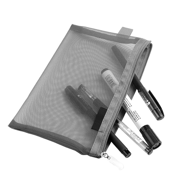 Clear Cosmetic Bags Zip Makeup Mesh Bags Pencil Case Pouch Travel Toiletry Kit Set Storage Case (Grey)
