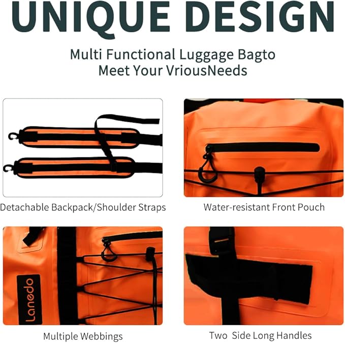 80L Dry Bag Large Waterproof Bag Roll-Top Heavy Duty Fishing Duffel Bag with Durable Straps & Handles for Kayaking Paddle boarding Boating Rafting Fishing