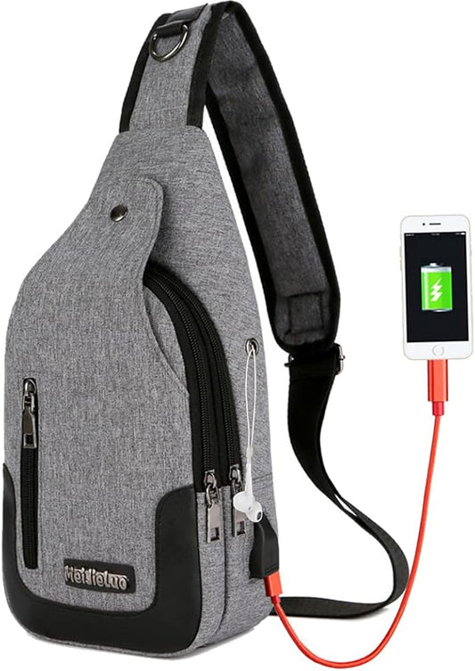 Peicees Travel Gym Bike Sling Bag Shoulder Backpack Daypack w/USB Charging Port