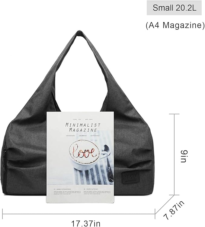 Travel Yoga Gym Bag for Women, Carrying Workout Gear, Makeup, and Accessories, Shoe Compartment and Wet Dry Storage Pockets（Medium，Rose Smoke）