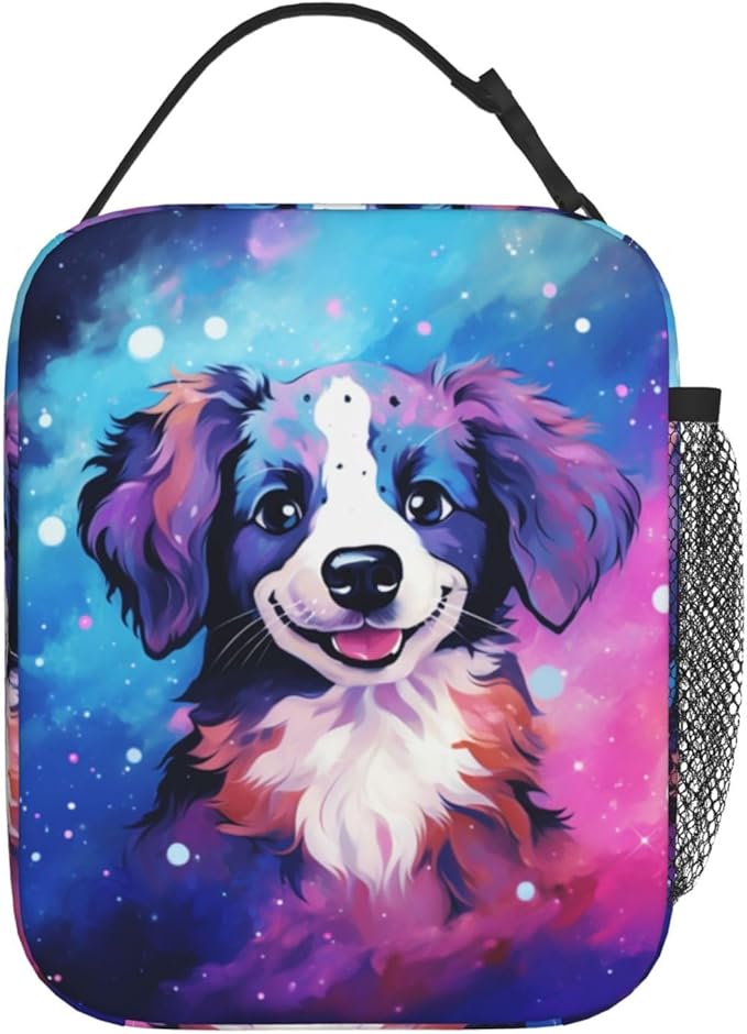 Galaxy Dog Printed Lunch Box for Kids Boys Girls, Cute Dog Animals Insulated Lunch Bag for Women Men, Leakproof Durable Lunch Cooler for School Work Picnic