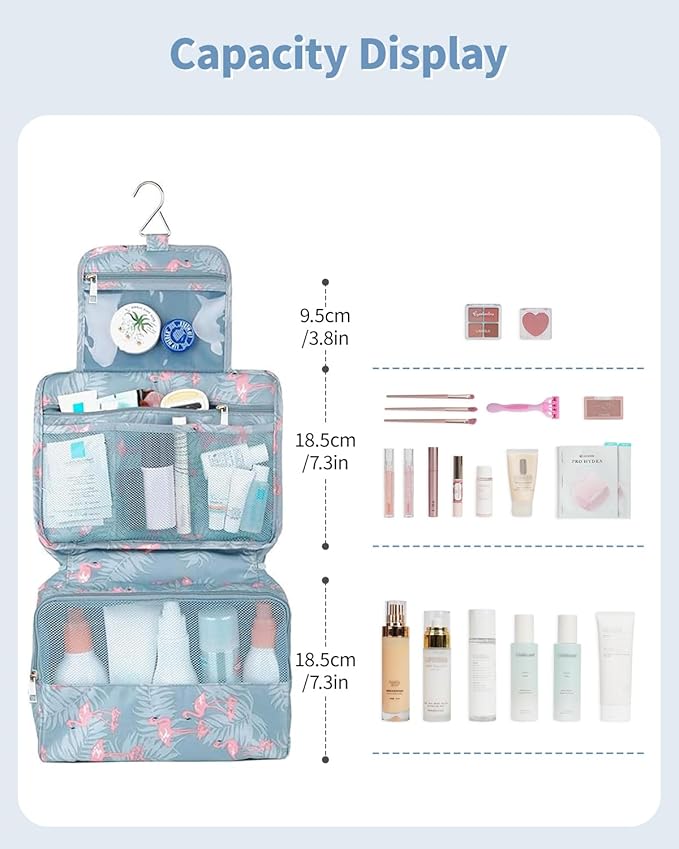 Narwey Hanging Travel Toiletry Bag Cosmetic Make up Organizer for Women and Girls Waterproof