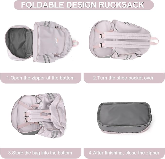 Coofay Small Gym Bag for Women - Waterproof, Lightweight Travel Backpack with Shoe Compartment