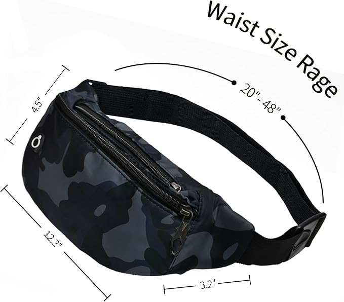 Fanny Pack for Men Women, Waterproof Sports Waist Bag Pack, Belt Bag for Travel Hiking Running