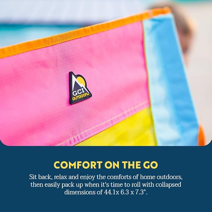 GCI Outdoor Comfort Pro Rocker Camping Chair | Portable Folding Rocking Chair with Durable Armrests & Drink Holder — Sweet Tea