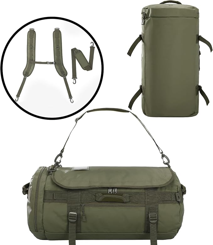 MIER Large Duffel Backpack Sports Gym Bag with Shoe Compartment, Heavy Duty and Water Resistant, Dark Green, 60L