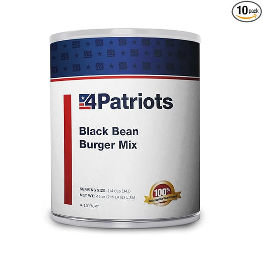 4Patriots Black Bean Burger Mix #10 Can: Tasty Survival Food Designed to Last 25 Years, 38 Servings