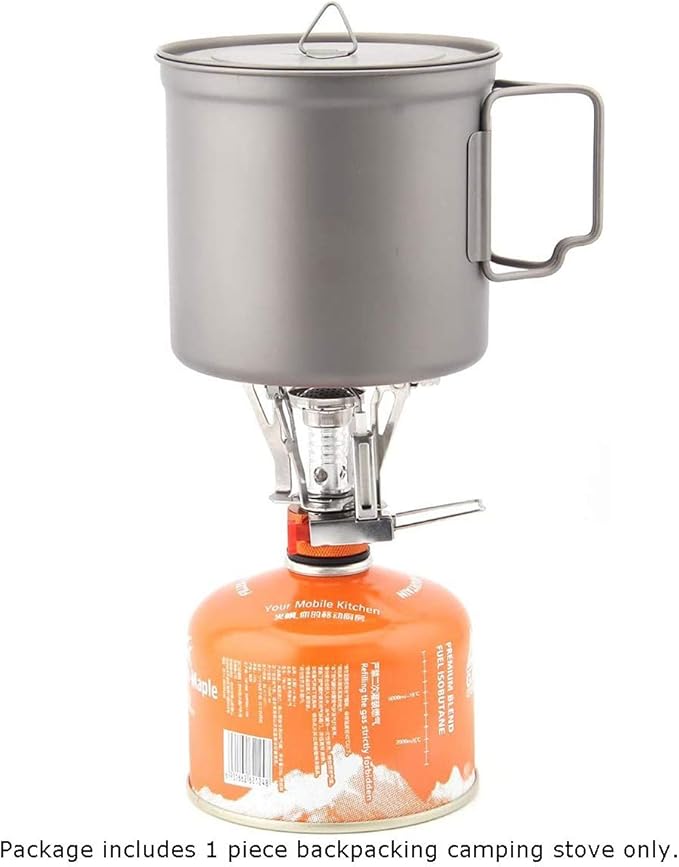 Backpacking Stove Portable Camping Stove with Piezo Ignition Stable Supports Ultralight Stove for Camping Hiking and Backpacking Trips Cooking (Orange)