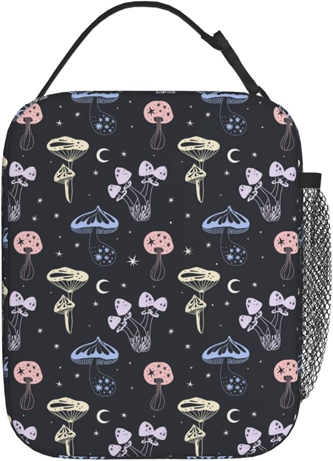 Space Mushrooms Lunch Box Reusable Insulated Lunch Bag Thermal Cooler Tote For Boys Girls Teen School Men Women Picnic Travel Hiking