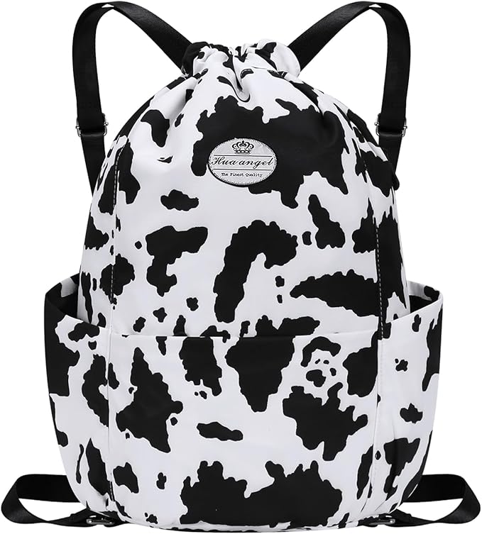 HUA ANGEL Floral Print Drawstring Bag - Lightweight Waterproof Cinch Sackpack with Side Pocket for Men & Women Travel Gym Bag