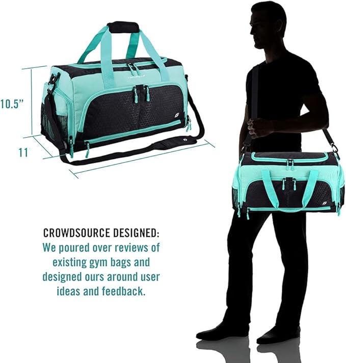 Ultimate Gym Bag 2.0: The Durable Crowdsource Designed Duffel Bag with 10 Optimal Compartments Including Water Resistant Pouch