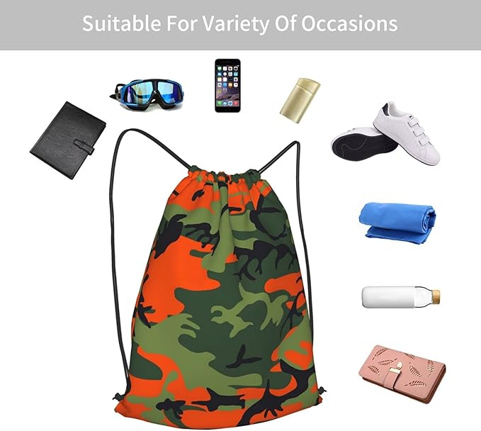 Camo Drawstring Bag Camouflage Map Gym Backpack Sports Backpack Lightweight Waterproof Bags for Men Women Outdoor Gym Sport