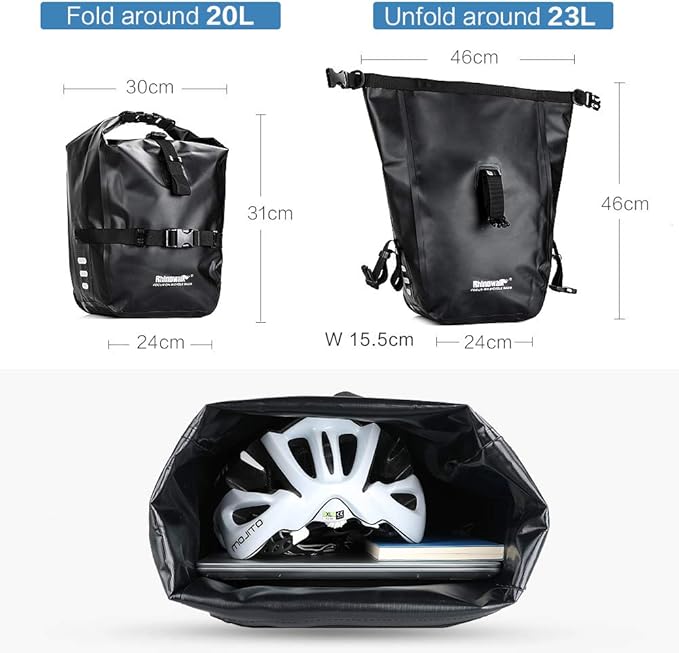 Rhinowalk 20L Bike Pannier Bag Waterproof Bicycle Rear Seat Trunk Bag for Cycling Bicycling Traveling Riding