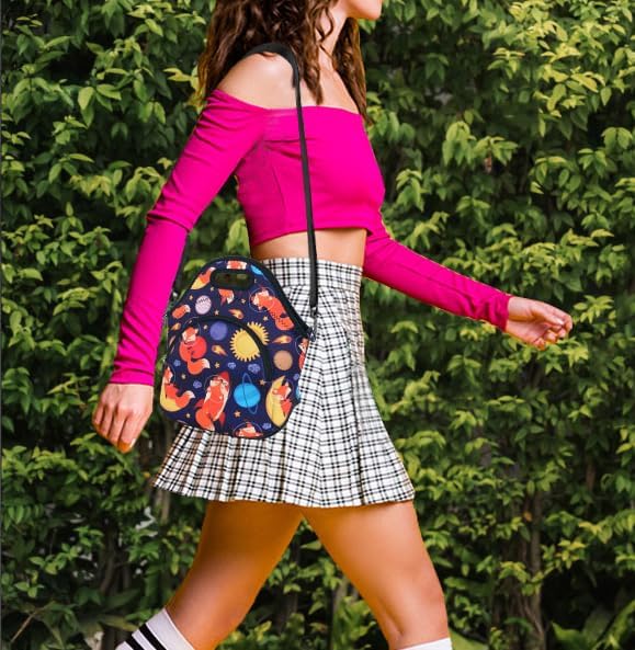 Violet Mist Neoprene Lunch Bag Reusable Insulated Box with Adjustable Shoulder Strap for Men and Women