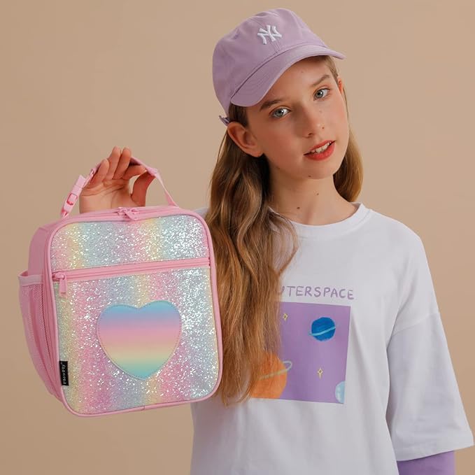 FlowFly Kids Lunch box Insulated Soft Bag Mini Cooler Back to School Thermal Meal Tote Kit for Girls, Boys, Smile