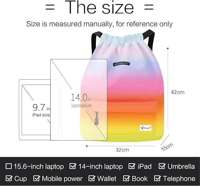 Waterproof Drawstring Bag, Gym Bag Sackpack Sports Beach Backpack for Men Women