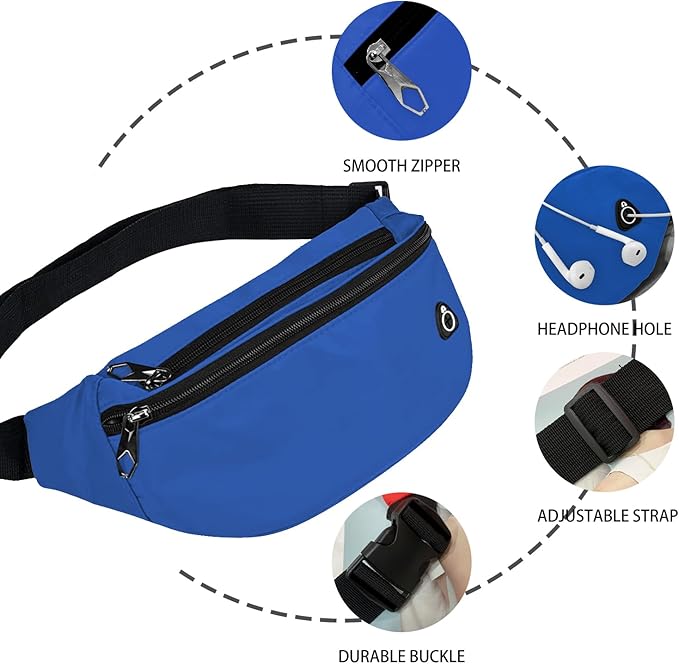 Fanny Pack for Men Women, Waterproof Sports Waist Bag Pack, Belt Bag for Travel Hiking Running