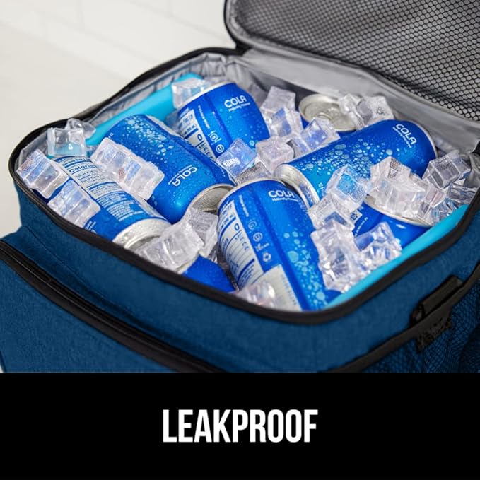 GORILLA GRIP Reusable Insulated Lunch Box Bag for Women Men,15L, Leakproof XL Soft Cooler Bags, Multiple Compartments, Mesh Pockets and Adjustable Strap, Food Tote Keeps Drinks Cold, 13x9, Navy Blue